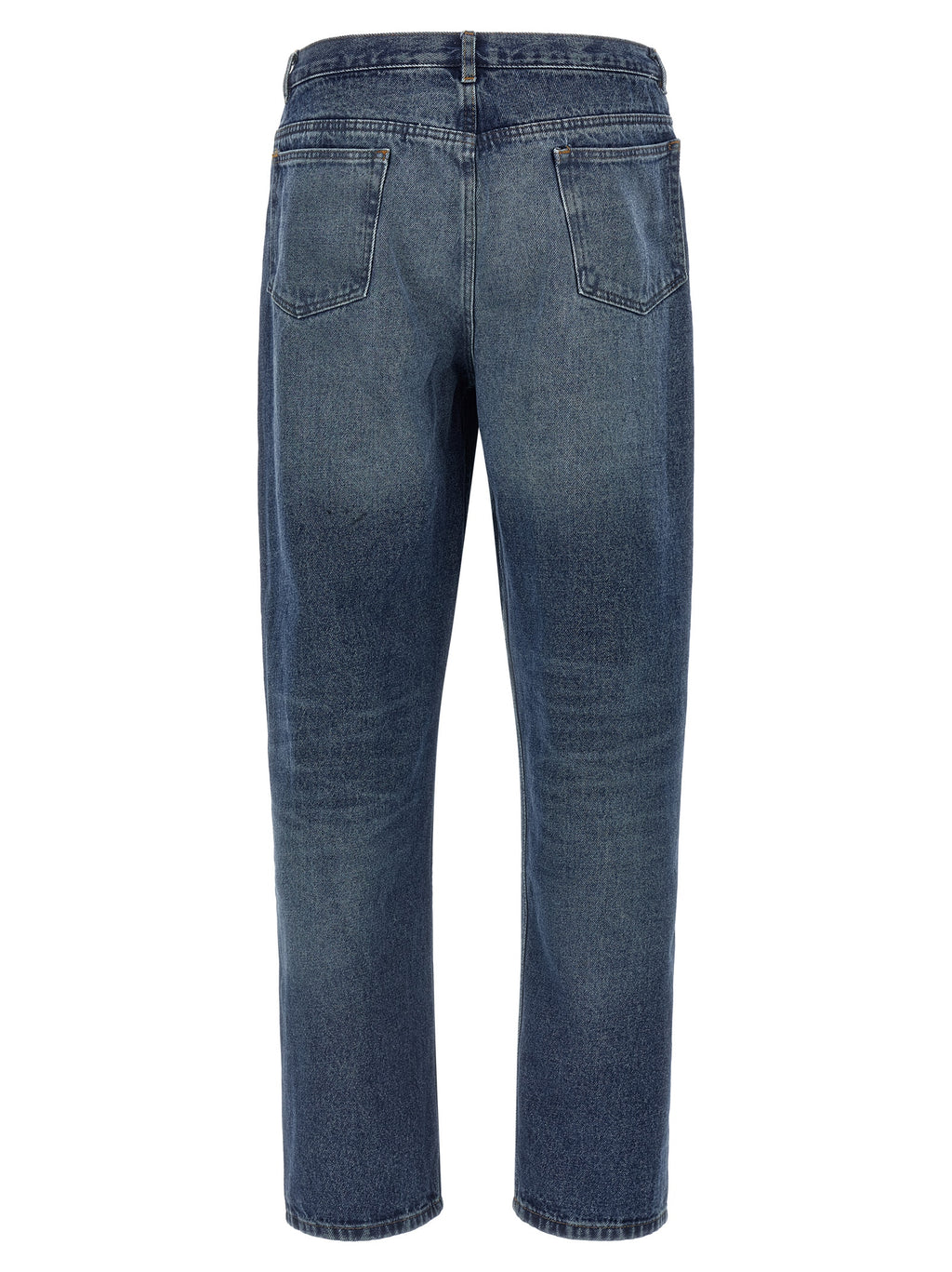 Blue Cotton Straight-Leg Jeans
