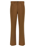 Brown Virgin Wool Casual Pants
