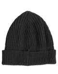 Men Charcoal Grey Ribbed Wool Knit Beanie One Size Hat