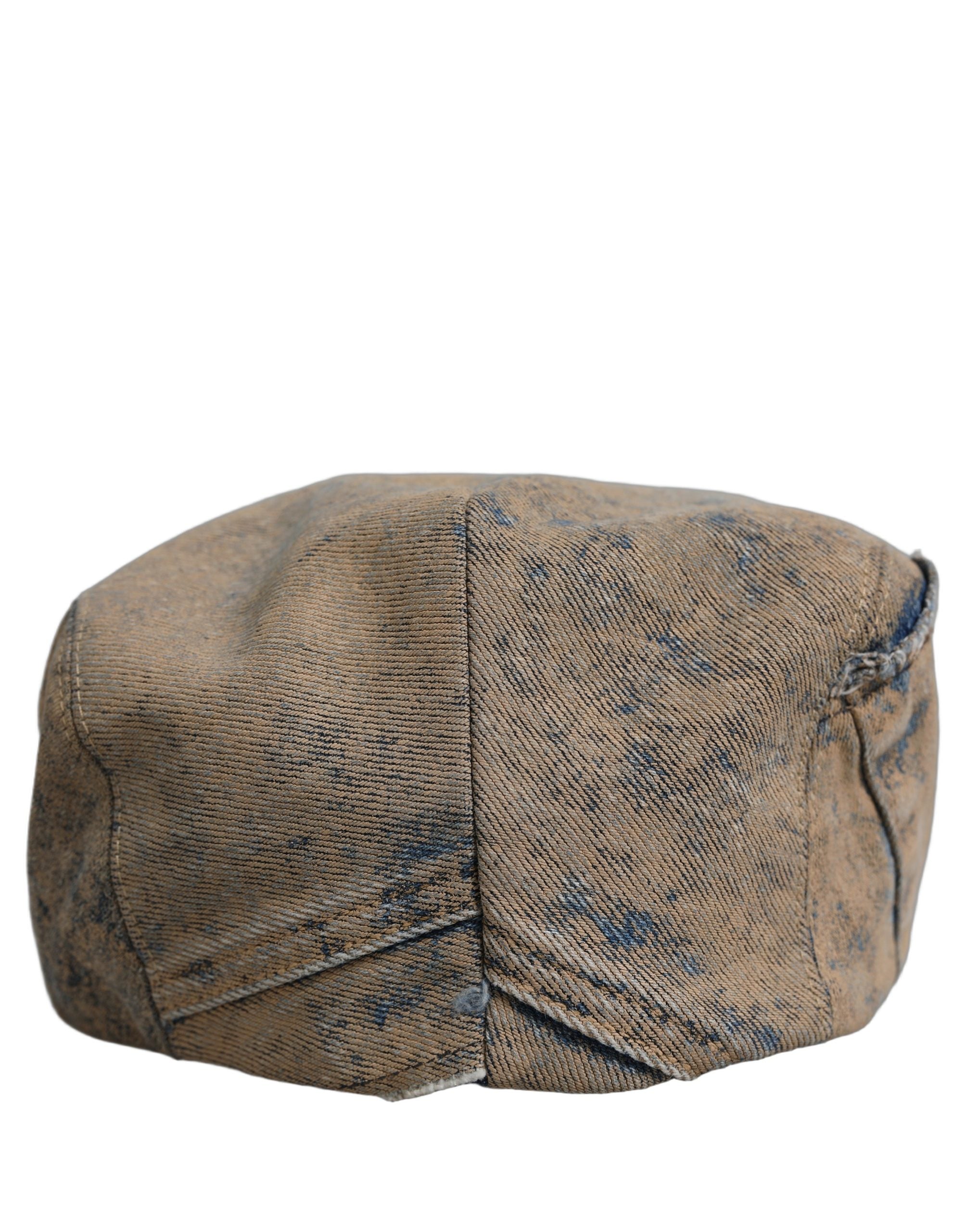 Brown Cotton Denim Newsboy Capello Cabbie Hat