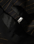 Black Gold Pinstriped Cotton Baseball Cap Hat