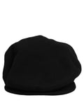 Men Black Wool Blend Flat Cloth Newsboy Cap Hat