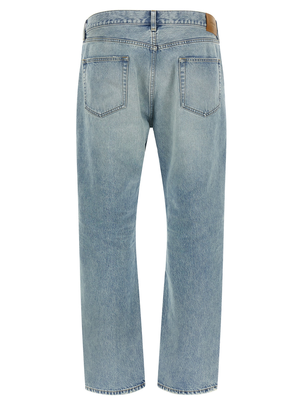 Blue Cotton Straight-Leg Jeans