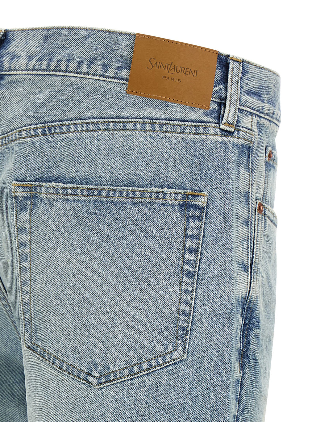 Blue Cotton Straight-Leg Jeans