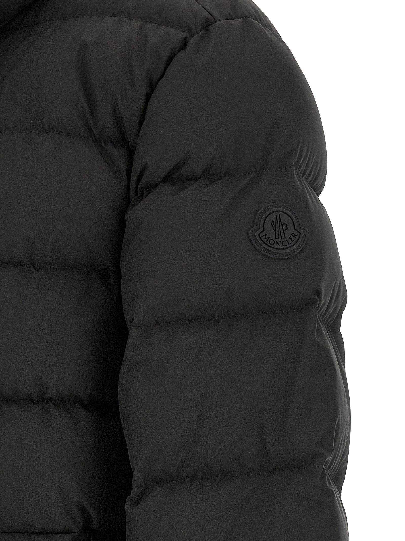Black Polyester Full-Length Jacket