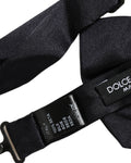 Men Black 100% Silk Adjustable Neck Papillon Bow Tie