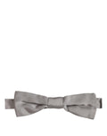Men Gray 100% Silk Adjustable Neck Papillon Bow Tie