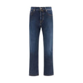 Blue Cotton Straight-Leg Jeans