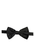 Men Black 100% Silk Adjustable Neck Papillon Bow Tie