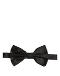 Men Black 100% Silk Adjustable Neck Papillon Bow Tie