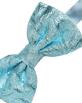 Light Blue Floral Brocade Adjustable Neck Papillon Bow Tie