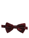 Men Maroon Paisley SIlk Adjustable Neck Papillon Bow Tie