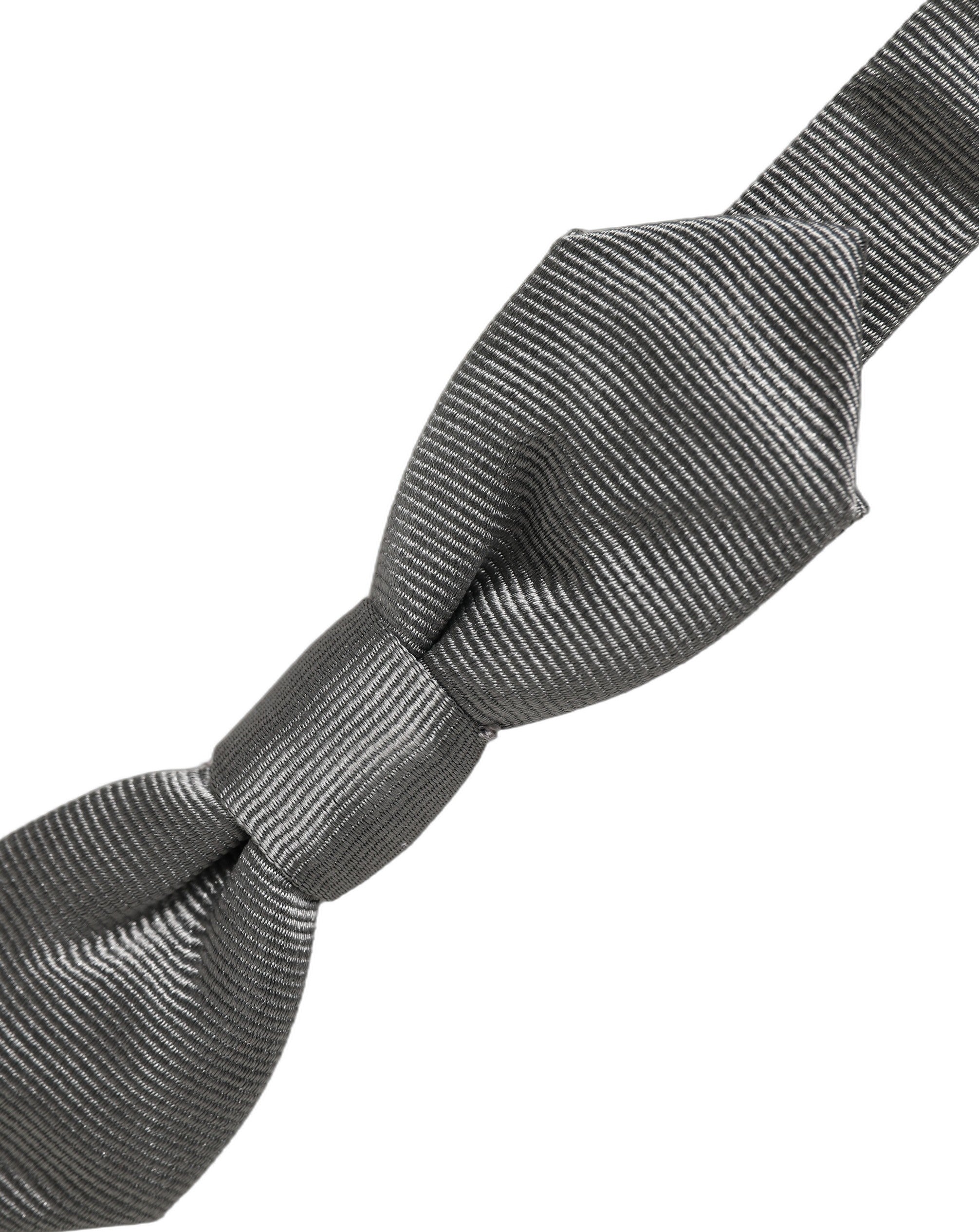Men Gray 100% Silk Adjustable Neck Papillon Bow Tie