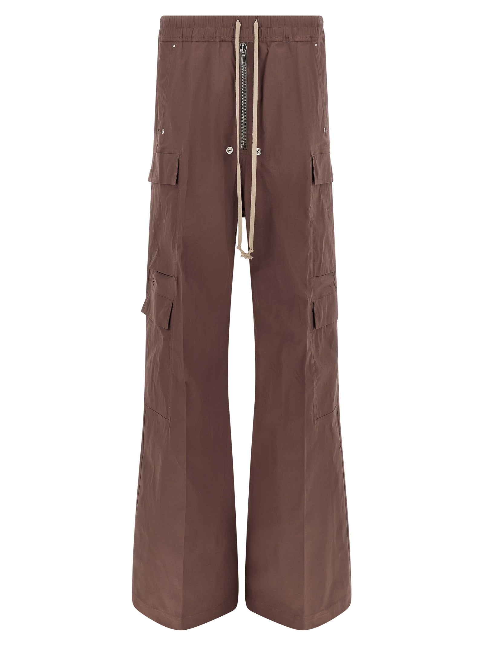Brown Cotton Flared Pants