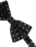 Black White Polka Dot Adjustable Neck Papillon Bow Tie