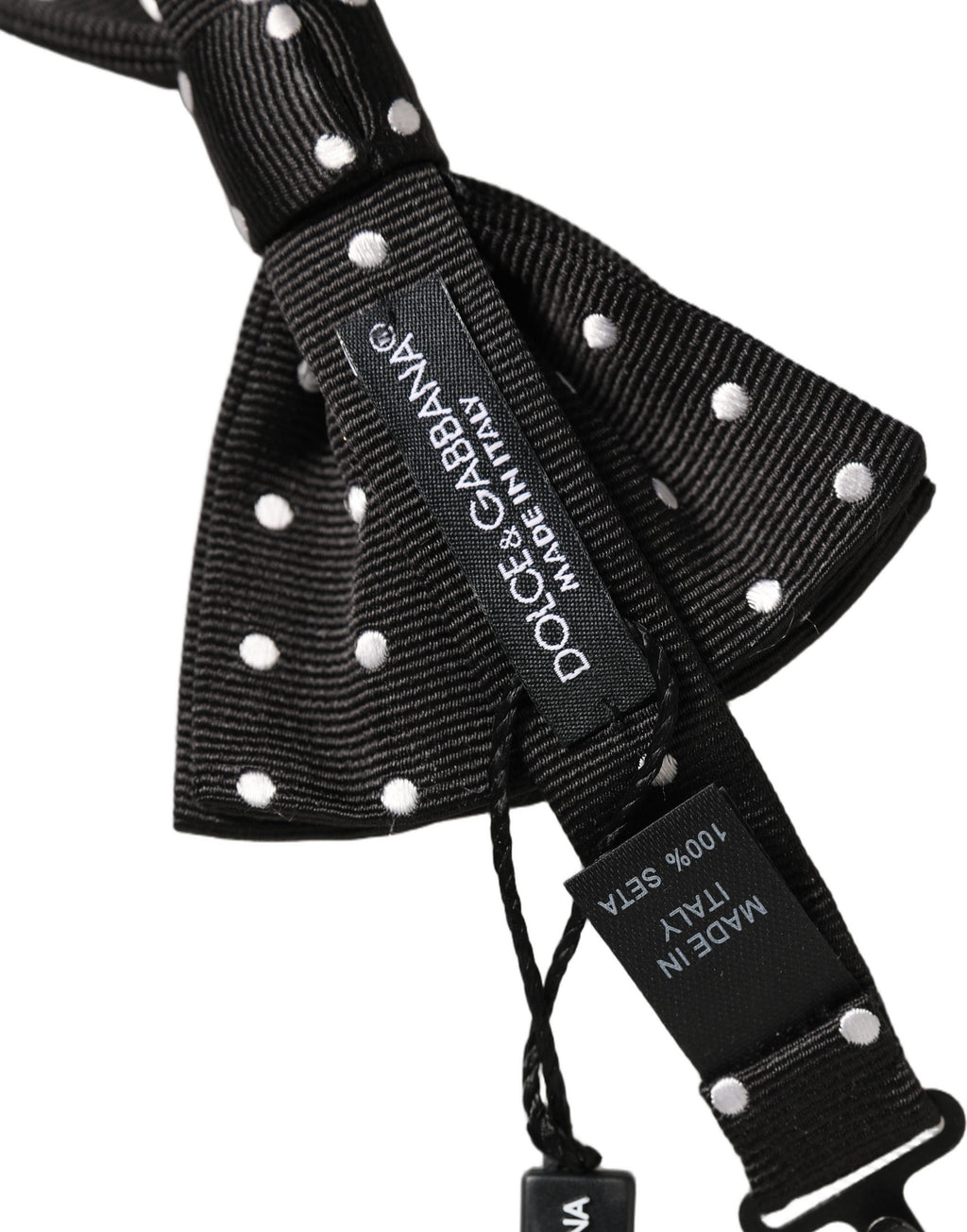 Black White Polka Dot Adjustable Neck Papillon Bow Tie