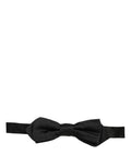 Men Black 100% Silk Adjustable Neck Papillon Bow Tie