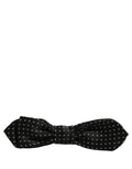 Black White Polka Dot Adjustable Neck Papillon Bow Tie