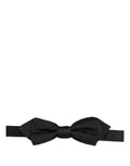 Men Black 100% Silk Adjustable Neck Papillon Bow Tie
