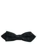 Men Black Green Paisley Adjustable Neck Papillon Bow Tie