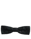 Men Black Green Paisley Adjustable Neck Papillon Bow Tie