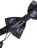 Men Black Crown Silk Adjustable Neck Papillon Bow Tie