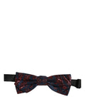 Men Blue Red Paisley Adjustable Neck Papillon Bow Tie