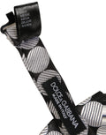 Men Black Silver Circles Adjustable Neck Papillon Bow Tie