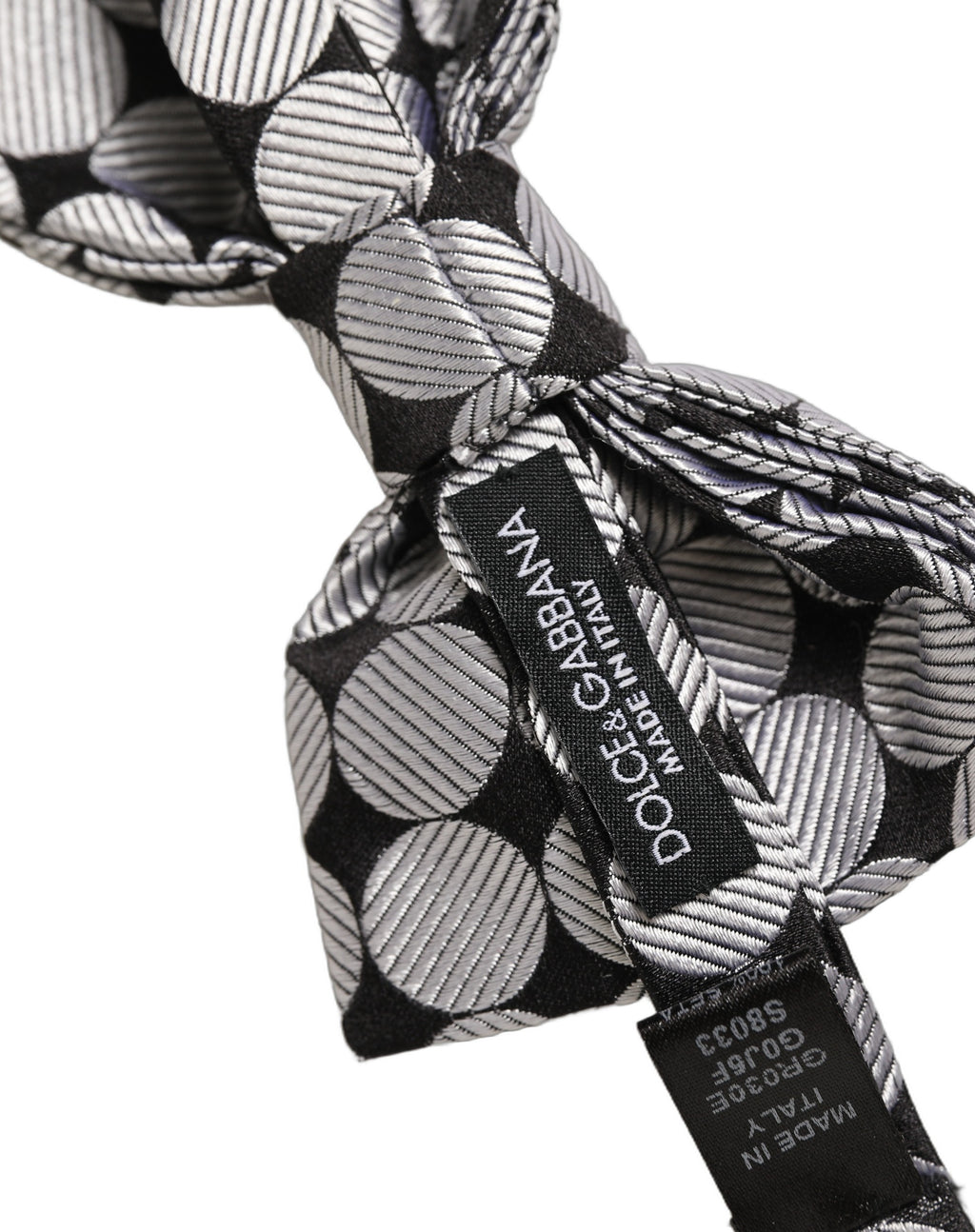 Men Black Silver Circles Adjustable Neck Papillon Bow Tie