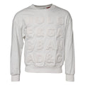 White Embossed Logo Cotton Crew Neck Sweater