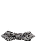 Men Gray Abstract Silk Adjustable Neck Papillon Bow Tie