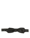 Men Black Dotted Silk Adjustable Neck Papillon Bow Tie