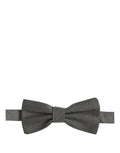 Men Gray Silk Patterned Adjustable Neck Papillon Bow Tie