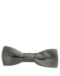 Men Gray Silk Patterned Adjustable Neck Papillon Bow Tie