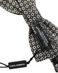 Men Gray Silk Patterned Adjustable Neck Papillon Bow Tie