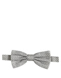 Men Black Gray Polka Dot Adjustable Neck Papillon Bow Tie