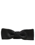 Black White Polka Dot Adjustable Neck Papillon Bow Tie