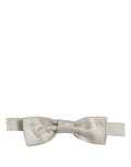 Men White 100% Silk Adjustable Neck Papillon Bow Tie