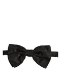 Men Black Paisley Silk Adjustable Neck Papillon Bow Tie
