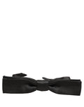 Men Black 100% Silk Adjustable Neck Papillon Bow Tie