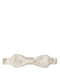 Men Off White Silk Adjustable Neck Papillon Bow Tie