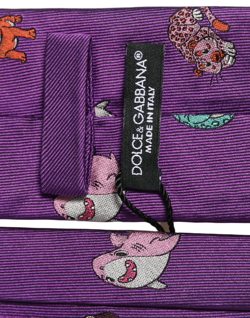 Men Purple Animal Print Adjustable Tied Necktie Tie