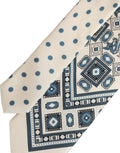 Men Off White Blue Geometric Adjustable Tied Necktie Tie