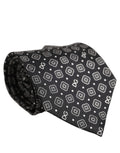 Men Black DG Logo 100% Silk Adjustable Tied Necktie Tie