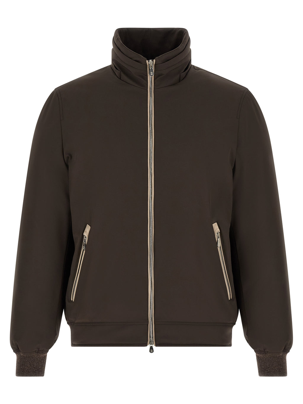 Brown Polyamide Full-Length Jacket