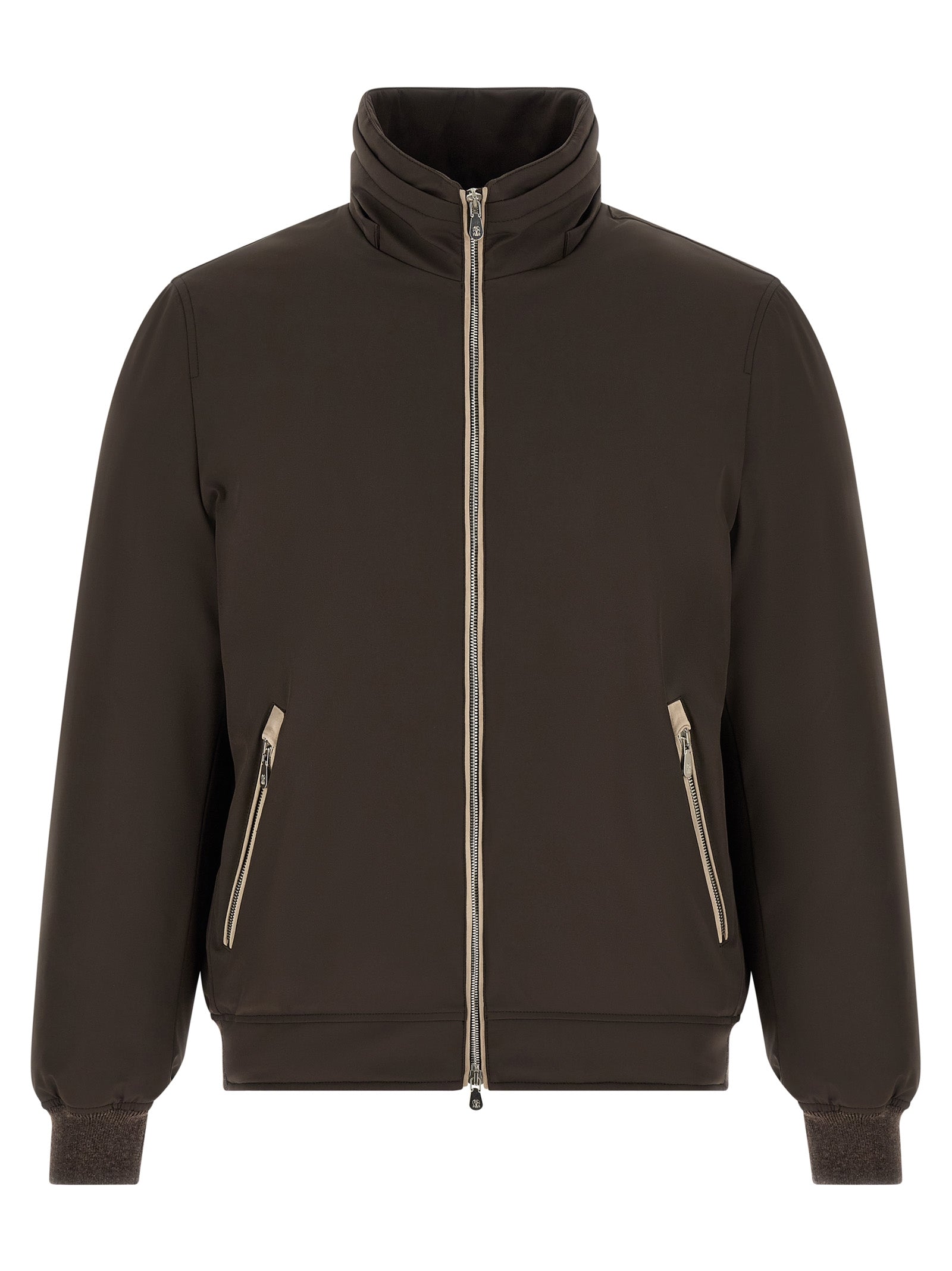 Brown Polyamide Full-Length Jacket
