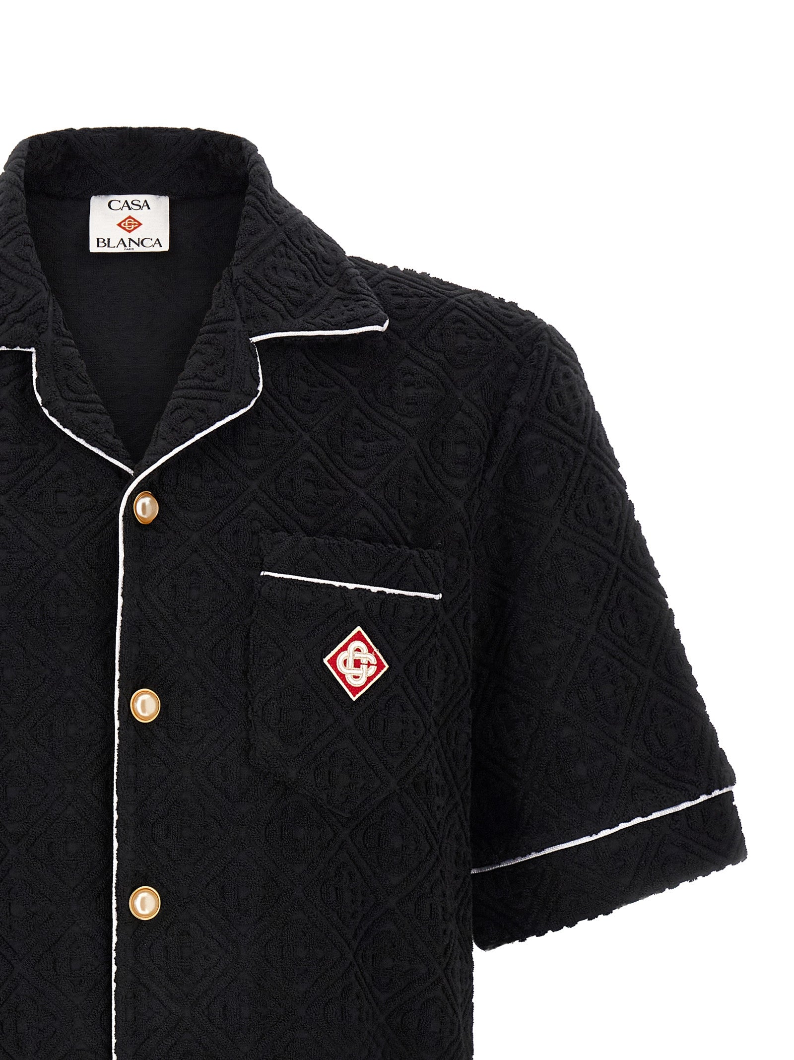 Black Cotton Pattern Shirt