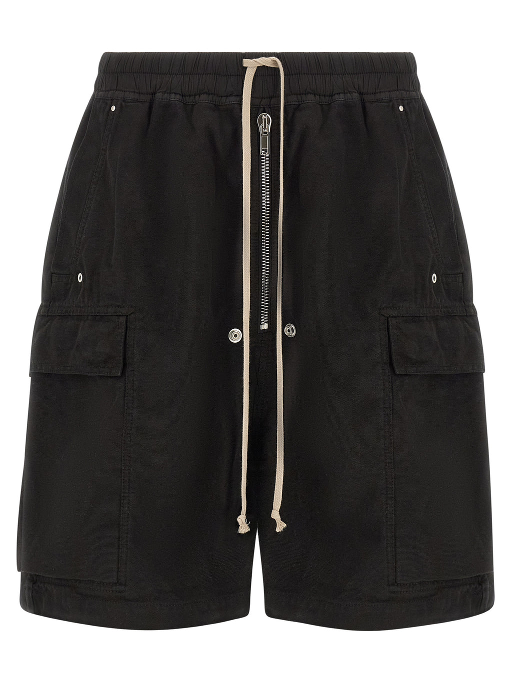 Black Cotton Bermuda Shorts