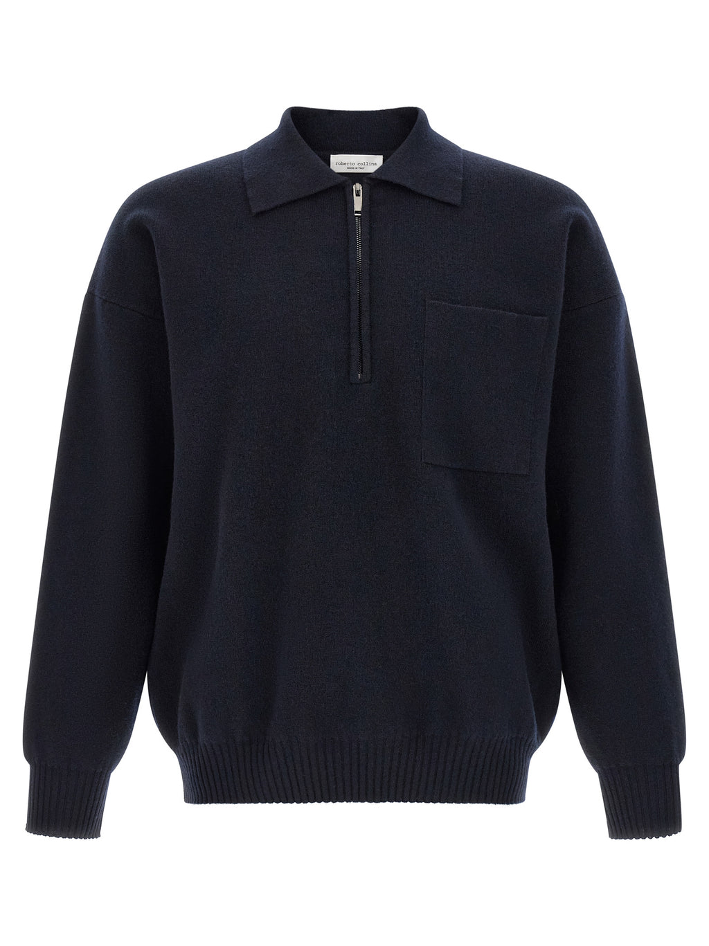 Blue Merino Wool Polo Shirt