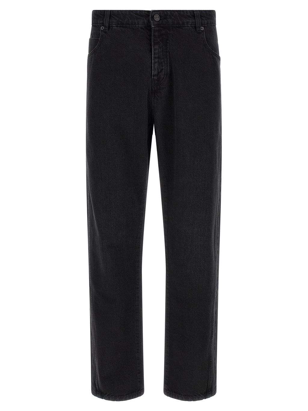 Black Cotton Straight-Leg Jeans